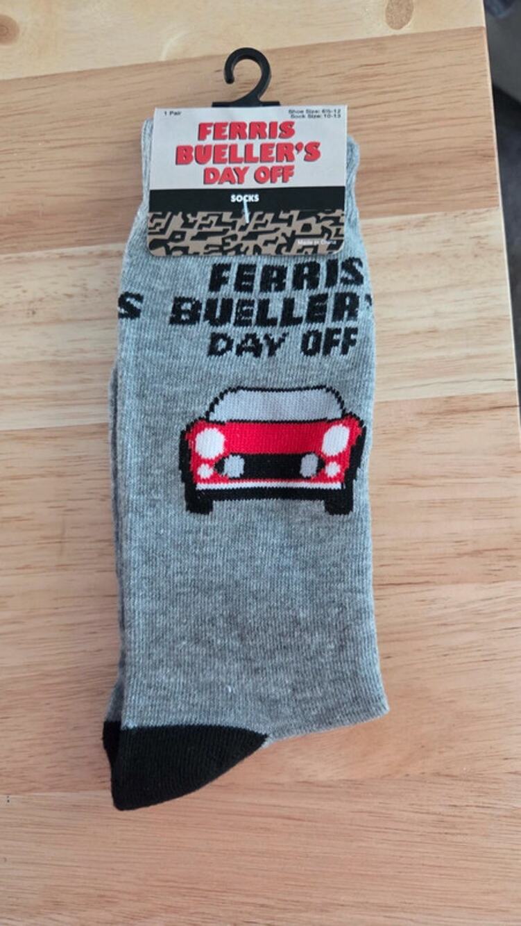 Ferris Bueller's Day Off Men's Grey Crew Socks Size 6.5-12 Paramount nwt